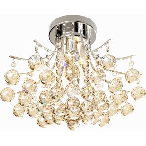 HOMCOM 3 Lights Mordern Style Ceiling Chandelier Pendant Crystal Light w/ Transparent K9 Crystal Droplets D40 X 28H (CM)