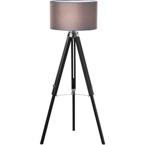 HOMCOM Modern Tripod Standing Lamps for Living Room with Fabric Lampshade, Floor Lamps for Bedroom, (Bulb not Included), Grey and Black