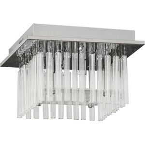 HOMCOM Modern Raindrop K9 Crystal Chandelier, Flush Mount Ceiling Light Fixture, Square Pendant Lamp for Living Room 4 G9 Bulbs Required 32W x 20H cm