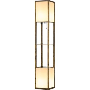 HOMCOM Modern Shelf Floor Lamp with Dual Ambient Light, Standing Lamp Living Room, Bedroom, 156cm, Brown