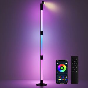 HOMCOM LED Floor Lamp with Reading Light, 360° RGB Detachable Corner Floor Lamp with App & Remote Contro for Living Room, Game Room, Dark Grey