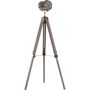 HOMCOM Vintage Tripod Floor Lamp Retro Industrial Photography Light Spotlight Antique Searchlight Wooden Base