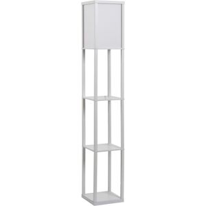 HOMCOM Standing Lamp, Floor Lamp with 3-Tier Storage Shelf, Reading Standing Lamp for Living Room, Bedroom, White Aosom UK