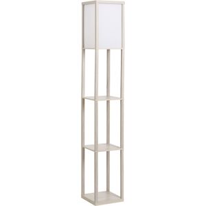 HOMCOM Floor Lamp with Shelves, 3-Tier Floor Standing Lamp, Reading Standing Lamp for Living Room, Bedroom, Office, Dorm, Oak Aosom UK