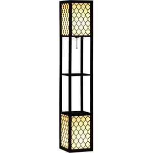 HOMCOM Floor Lamp w/ Shelves, Dual Light, Modern Tall Standing Lamps for Living Room, Bedroom, w/ Pull Chain Switch (Bulb not Included) Aosom UK