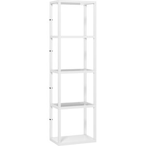 HOMCOM LED Floor Lamp with Glass Shelves, 4 Layers Dimmable Tall Standing Lamp, Modern Column Shelf Floor Light for Living Room, Bedroom, Office, White