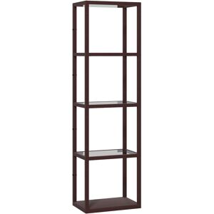 HOMCOM LED Floor Lamp with Glass Shelves, 4 Layers Dimmable Tall Standing Lamp, Modern Column Shelf Floor Light for Living Room, Bedroom, Office, Dark Brown