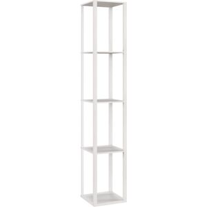 HOMCOM RGB LED Floor Lamp with Shelves, Modern Dimmable Standing Lamp with Remote Control, Adjustable Brightness & Speed for Living Room, Bedroom, Office, White