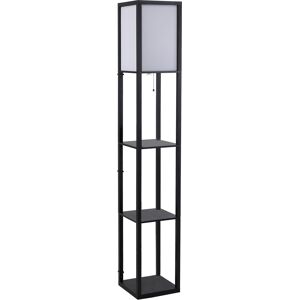 HOMCOM Floor Lamp with Shelves, Modern Floor Standing Lamp with Storage Shelf for Living Room, Reading Standing Lamp, Black Aosom UK