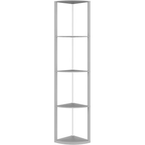 HOMCOM RGB LED Floor Lamp with Shelves, 5-Tier Dimmable Standing Lamp with Adjustable Brightness and Remote Control, Modern Corner Display Shelf Unit for Living Room Bedroom Office, Grey