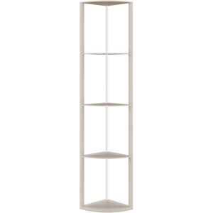 HOMCOM RGB LED Floor Lamp with Shelves, 5-Tier Dimmable Standing Lamp with Adjustable Brightness and Remote Control, Modern Corner Display Shelf Unit for Living Room Bedroom Office, Oak