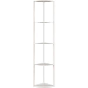 HOMCOM RGB LED Floor Lamp with Shelves, 5-Tier Dimmable Standing Lamp with Adjustable Brightness and Remote Control, Modern Corner Display Shelf Unit for Living Room Bedroom Office, White
