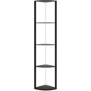 HOMCOM RGB LED Floor Lamp with Shelves, 5-Tier Dimmable Standing Lamp with Adjustable Brightness and Remote Control, Modern Corner Display Shelf Unit for Living Room Bedroom Office, Black