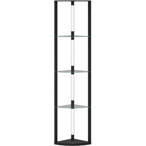 HOMCOM LED Floor Lamp with Shelves, Dimmable Standing Lamp with Foot Switch for Living Room, Bedroom, Black