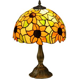 HOMCOM Stained Glass Bedroom Table Lamp, Handmade Antique Bedside Light for Bedroom, Living Room, Decorative Night Light, Orange Sunflower Aosom UK HOMCOM Stained Glass Bedroom Table Lamp, Handmade Antique Bedside Light for Bedroom, Living Room, Decorative Night Light, Orange Sunflower Aosom UK
