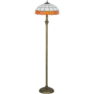 HOMCOM Tiffany-Style Floor Lamp with Handcrafted Stained Glass Shade, 152cm Tall Vintage Standing Lamp with Foot Switch and Dual Sockets for Living Room Bedroom, Bronze Tone and Orange HOMCOM Tiffany-Style Floor Lamp with Handcrafted Stained Glass Shade, 152cm Tall Vintage Standing Lamp with Foot Switch and Dual Sockets for Living Room Bedroom, Bronze Tone and Orange
