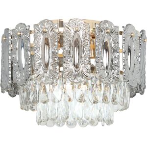 HOMCOM Chandelier Ceiling Light, 3-Light Vintage Flush Mount Fixture with Dual Crystal and Smoke Glass Shade, LED Ceiling Light for Living Room Bedroom, 3 E27 Sockets, Bulbs Not Included, Gold Tone HOMCOM Chandelier Ceiling Light, 3-Light Vintage Flush Mount Fixture with Dual Crystal and Smoke Glass Shade, LED Ceiling Light for Living Room Bedroom, 3 E27 Sockets, Bulbs Not Included, Gold Tone