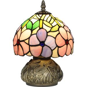 HOMCOM Tiffany-Style Table Lamp with Sculpted Dragonfly Base, Handcrafted Antique Stained Glass Bedside Lamp for Living Room and Bedroom, E27 Socket, Pink HOMCOM Tiffany-Style Table Lamp with Sculpted Dragonfly Base, Handcrafted Antique Stained Glass Bedside Lamp for Living Room and Bedroom, E27 Socket, Pink