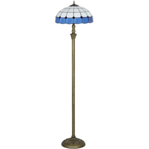 HOMCOM Tiffany-Style Floor Lamp with Handcrafted Stained Glass Shade, 152cm Tall Vintage Standing Lamp with Foot Switch and Dual Sockets for Living Room Bedroom, Bronze Tone and Blue HOMCOM Tiffany-Style Floor Lamp with Handcrafted Stained Glass Shade, 152cm Tall Vintage Standing Lamp with Foot Switch and Dual Sockets for Living Room Bedroom, Bronze Tone and Blue