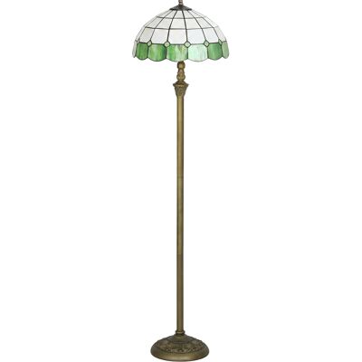 HOMCOM Tiffany-Style Floor Lamp with Handcrafted Stained Glass Shade, 152cm Tall Vintage Standing Lamp, Bronze Tone and Green HOMCOM Tiffany-Style Floor Lamp with Handcrafted Stained Glass Shade, 152cm Tall Vintage Standing Lamp, Bronze Tone and Green