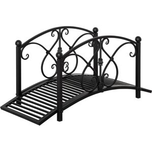 Outsunny 102L x 48W x 49H Classic Metal Garden Bridge with Safety Railings Arc Footbridge Decorative Pond  for Backyard Creek Stream, Black