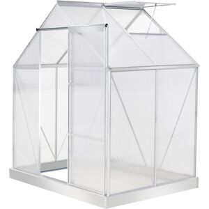 Outsunny Walk-In Greenhouse Polycarbonate Panels Aluminium Frame w/ Sliding Door Adjustable Window Inner Area Plant Flower Grow, 6 x 4 ft