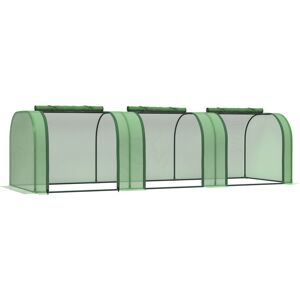 Outsunny Tunnel Greenhouse, PE Cover, Steel Frame, Garden Grow House with Zipper Door, 295x100x80cm, Green