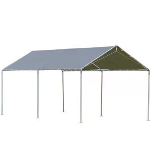 Outsunny 3 x 6m Heavy Duty Carport Garage Car Shelter Galvanized Steel Outdoor Open Canopy Tent Water UV Resistant Waterproof, Grey