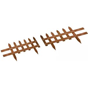 Outsunny 60L x 1D x 34H cm Pack of 12 Wooden Border Fences, Garden Fixed Picket Fence for Lawn Edging, Flowerbed, Brown