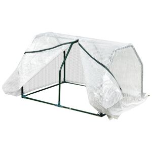 Outsunny Mini Greenhouse Portable Garden Greenhouse Metal Frame Grow House with PVC Cover, Middle Zip Fastening, 99 x 71 x 60 cm, White