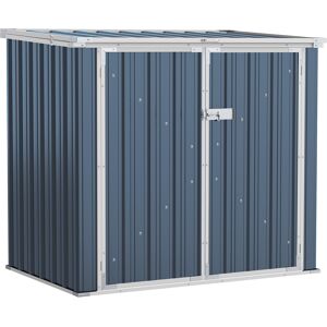 Outsunny 5ft x 3ft Garden 2-Bin Steel Storage Shed, Double Rubbish Storage Shed, Hide Dustbin w/ Locking Doors and Openable Lid