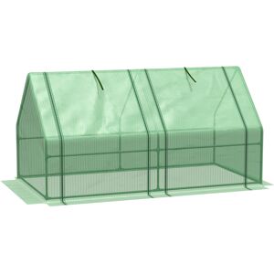 Outsunny Mini Small Greenhouse with Steel Frame & PE Cover & Zippered Window Poly tunnel Steeple for Plants Vegetables, 180 x 90 x 90 cm