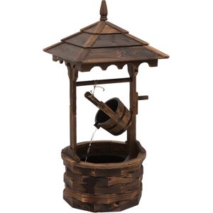 Outsunny Fir Wood Outdoor Garden Décor Wishing Well Waterfall