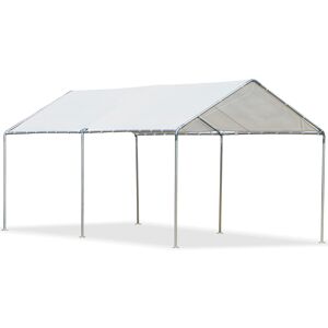 Outsunny 3 x 6m Heavy Duty Carport Garage Car Shelter Galvanized Steel Outdoor Open Canopy Tent Water UV Resistant Waterproof, White