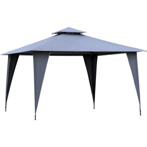 Outsunny 3.5x3.5m Side-Less Outdoor Canopy Tent Gazebo w/ 2-Tier Roof Steel Frame Garden Party Gathering Shelter Grey