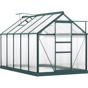 Outsunny Aluminium Frame Greenhouse Large Walk-In Greenhouse Garden Plants Grow Galvanized Base w/ Slide Door (10ft x 6ft)