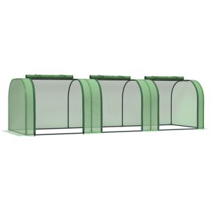Outsunny Tunnel Greenhouse, PE Cover, Steel Frame, Garden Grow House with Zipper Door, 295x100x80cm, Green