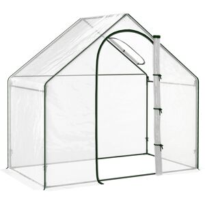 Outsunny Walk In PVC Greenhouse Garden Outdoor Flower Planter Steel Frame w/ Zipped Door & Window 180 x 100 x 168CM White