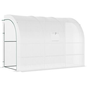 Outsunny Outdoor Walk-In Greenhouse, Plant Nursery with Zippered Doors, PE Cover and 3-Tier Shelves, White, 300 x 150 x 213 cm