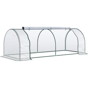 Outsunny Transparent Tunnel Greenhouse, Garden Outdoor Grow House with Steel Frame & PVC Cover, 250 x 100 x 80cm