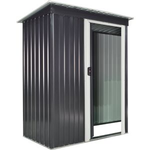 Outsunny 2 x 3ft Garden Storage Shed with Sliding Door and Sloped Roof Outdoor Equipment Tool Backyard, Black