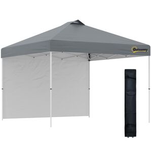 Outsunny Pop Up Gazebo Tent 3x3m with Sidewall, Roller Bag, Adjustable Height, Event Shelter, Grey