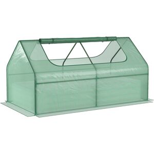 Outsunny Raised Garden Bed w/ Greenhouse, Steel Planter Box w/ Plastic Cover, Roll Up Window, Dual Use for Flowers, Herbs, 185L x 95W x 92H cm, Green