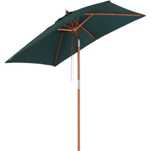 Outsunny Garden Umbrella Patio Umbrella Market Parasol, Outdoor Sunshade 6 Ribs w/ Wood and Bamboo Frame, Brown Green