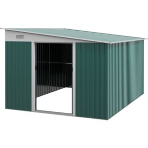 Outsunny Garden Metal Storage Shed Outdoor Metal Tool House with Double Sliding Doors and 2 Air Vents, 11.3x9.2ft, Green