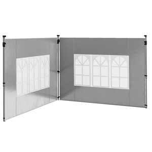 Outsunny Replacement Gazebo Side Panels with Windows, Compatible with 3x3(m) or 3x4m Pop Up Gazebos, 2 Pack, Grey