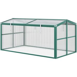 Outsunny Aluminium Polycarbonate Greenhouse Cold Frame Grow House, Openable Top for Flowers and Vegetables, 130x70x61cm