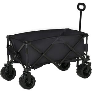 Outsunny Folding Outdoor Utility Wagon, Garden Trolley Cart with Wheels & Handle for Camping, Beach, Black