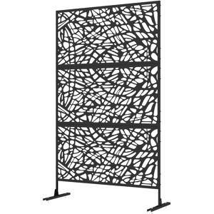 Outsunny Metal Decorative Privacy Screen Outdoor Divider, Black Twisted Lines