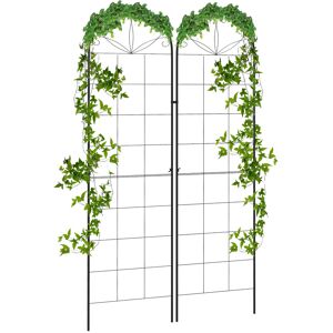 Outsunny Set of 2 Metal Garden Trellises, Climbing Plant Support Frames, Decorative Grid Design